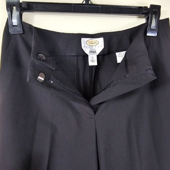 Talbots Black Stretch Dress Pant 4P Flat Front Mid Rise Wide Leg Pockets Capsule - Picture 6 of 10